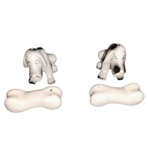 Vintage Japan Dog Salt & Pepper Shakers‎ Bone Stoppers Mid Century Ceramic